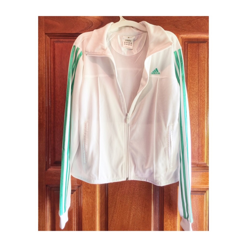 EUC WHITE MESH ADIDAS TRACK JACKET LARGE
